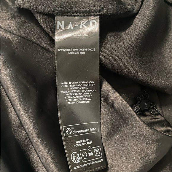 Na-kd Satin Boho Festival Rock Office Minimalist Gothic Midi Skirt Black 38 8 M - Picture 8 of 9